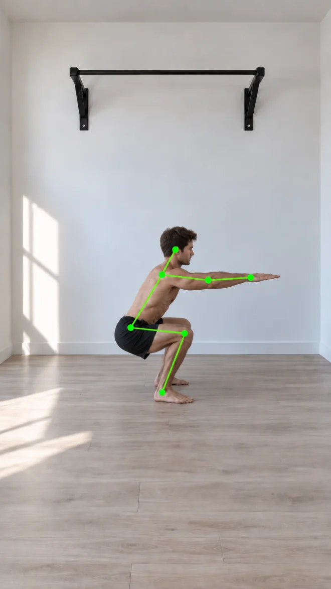 RepCap automatically tracking air squats during a Cindy workout
